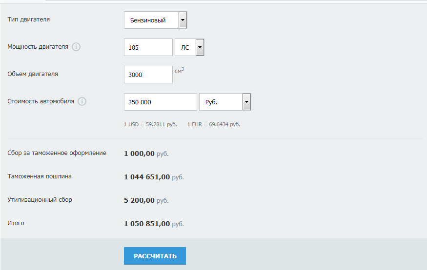 Калькулятор растаможки из грузии