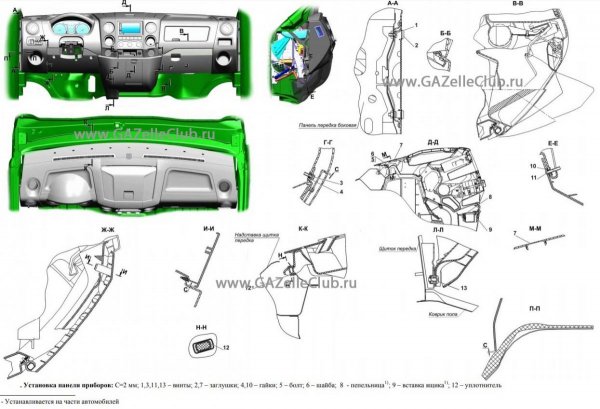 панель приборов установка газель
