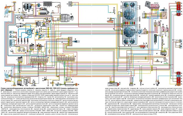 Схема змз 402 (панель приборов старого образца.jpg